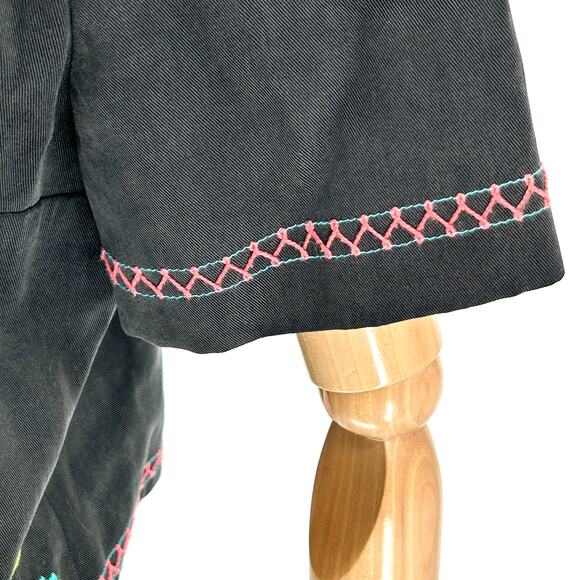 Vintage Y2K Double D Ranch Black Embroidered Floral Cropped Blazer - Picture 4 of 7